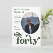 彼のための写真付き誕生日招待状 | 40歳 招待状 (スタンド正面)