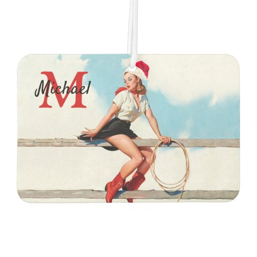 彼のための古い学校の女性のカーボーイクリスマスギフト カーエアーフレッシュナー (裏面)