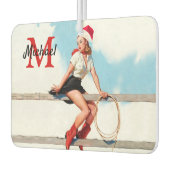 彼のための古い学校の女性のカーボーイクリスマスギフト カーエアーフレッシュナー (左)