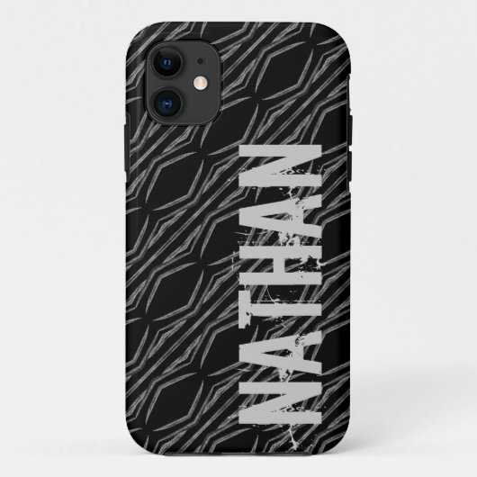 彼のための名前をカスタムするの黒い銀製の幾何学的G607 Case-Mate iPhoneケース (裏面)