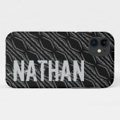 彼のための名前をカスタムするの黒い銀製の幾何学的G607 Case-Mate iPhoneケース (裏面(横))