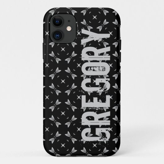 彼のための名前をカスタムするの黒い銀製の幾何学的G614 Case-Mate iPhoneケース (裏面)