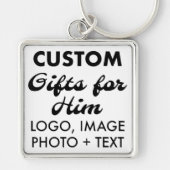 彼のための大きなプレミアムスクウェアカスタムキーチェーンのギフト キーホルダー (正面)