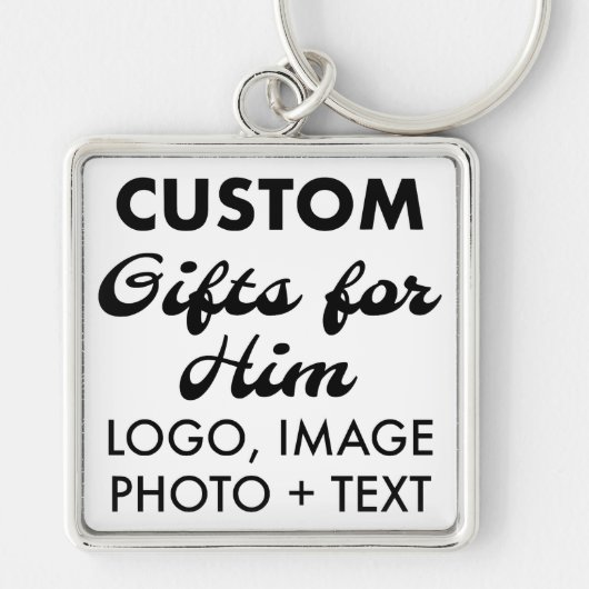彼のための大きなプレミアムスクウェアカスタムキーチェーンのギフト キーホルダー (正面)