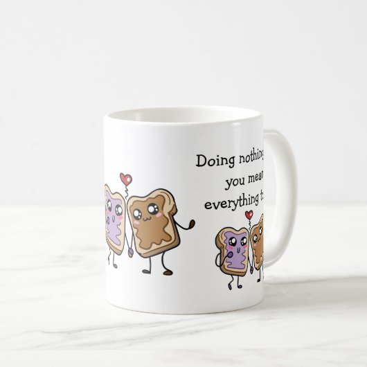 彼のための愛の引用文 – ピーナッツバターゼリーサンドイッチ コーヒーマグカップ (正面右)