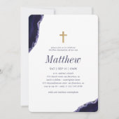 彼のための最初の聖餐式フェイク金ゴールド 招待状 (正面)