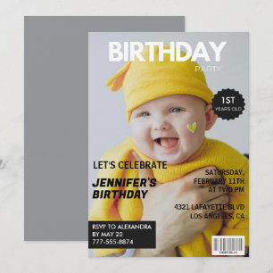 彼のための最初の誕生日招待状雑誌の表紙 招待状