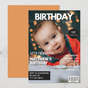 彼のための最初の誕生日招待状雑誌の表紙 招待状