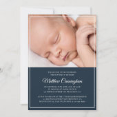 彼のための洗礼 | モダン シンプル フレーム 招待状 (正面)