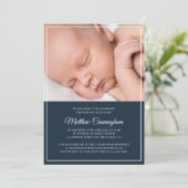 彼のための洗礼 | モダン シンプル フレーム 招待状 (スタンド正面)