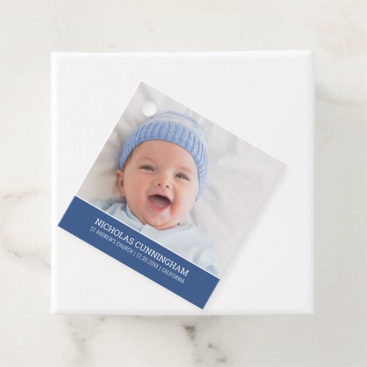 彼のための洗礼 |写真モダンシンプルベビー フェイバータグ (インサイチュ)