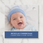 彼のための洗礼 |写真モダンシンプルベビー フェイバータグ (裏面)