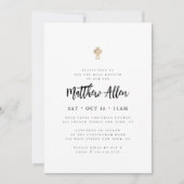 彼のための洗礼 現代のミニマリストクロス 招待状 (正面)