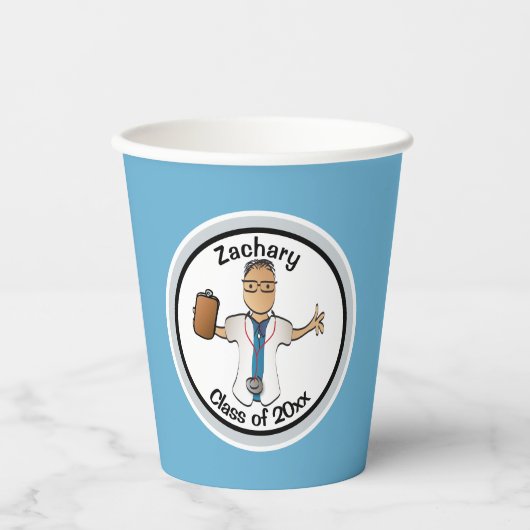 彼のための漫画の医師の医学卒業エスニック 紙コップ (正面)