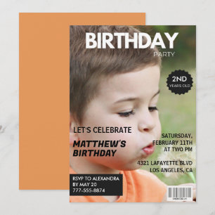 彼のための第2の誕生日招待状雑誌の表紙 招待状