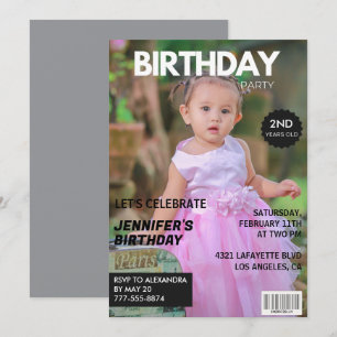 彼のための第2の誕生日招待状雑誌の表紙 招待状
