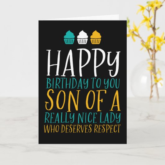 彼のための素敵な女性の息子のおもしろい誕生日 カード (黄色い花)