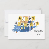 彼のための素朴なグリーン誕生日招待状 サンキューカード (正面)