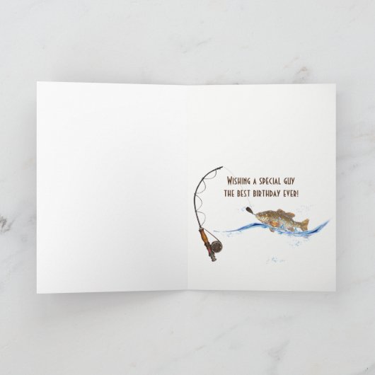 彼のための誕生日 – ヴィンテージ魚釣りロッド カード (内部)