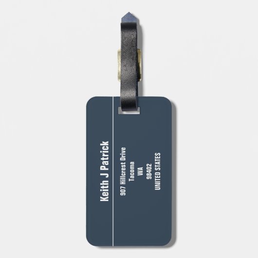 彼のための青い縞モダンのクールで男らしいスタイリッシュ ラゲッジタグ (裏面縦)