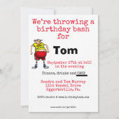 彼のための面白い誕生日パーティーの招待状 招待状 (裏面)