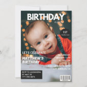 彼のための1歳の誕生日招待状 雑誌の表紙 招待状 (正面)