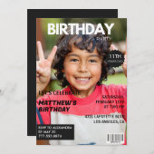 彼のための11歳の誕生日の招待状マガジンカバー 招待状 (正面/裏面)