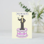 彼のための40歳の誕生日の漫画ユーモア ポストカード (スタンド正面)