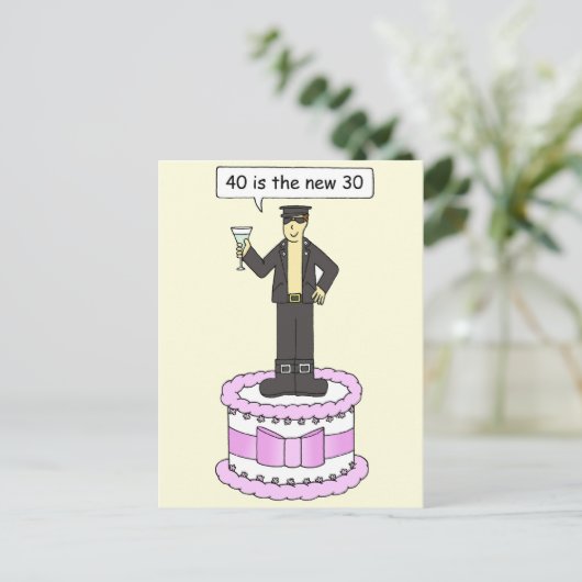 彼のための40歳の誕生日の漫画ユーモア ポストカード (スタンド正面)