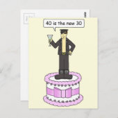 彼のための40歳の誕生日の漫画ユーモア ポストカード (正面/裏面)