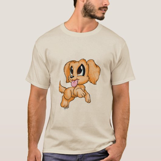 彼のため: ゴールデン・リトリーバー犬の芸術の人のTシャツ Tシャツ (正面)