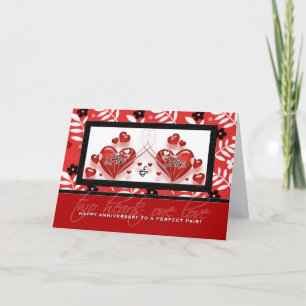 彼のと彼のゲイカップル　ふたつの赤いハート　記念日 カード