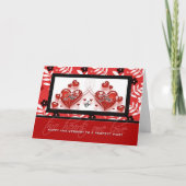 彼のと彼のゲイカップル　二つの赤いハート　記念日 カード (正面)