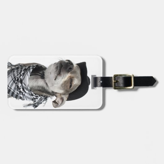 彼ののチワワの広角閉鎖した注目します ラゲッジタグ (正面横)