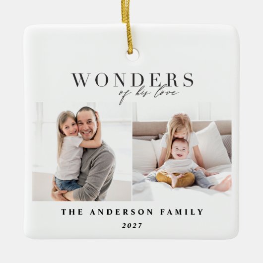 彼のの驚異愛宗教クリスマス セラミックオーナメント (正面)