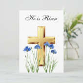 彼のよみがえり ワイルドフラワー イースター コーンフラワーズ クロス 招待状 (スタンド正面)