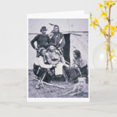 彼のインディアンを持つジョージA. Custer (1839-76年)概要 カード (黄色い花)