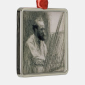 彼のイーゼルのエドワールManetのManet |のポートレート メタルオーナメント (右)