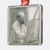 彼のイーゼルのエドワールManetのManet |のポートレート メタルオーナメント (左)
