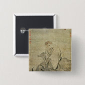 彼のウシ、中国語、明王朝に乗っているラオス語tzu 缶バッジ (正面&裏面)