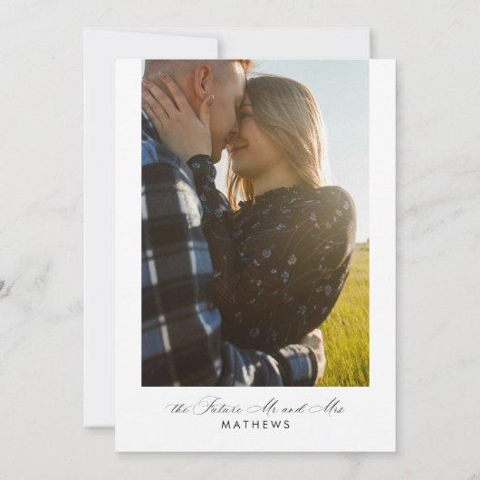 彼のエレガントカップルのシャワー写真を書く 招待状 (裏面)