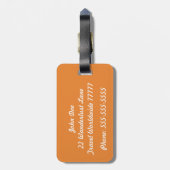 彼のオレンジと白の荷物のタグ ラゲッジタグ (裏面縦)