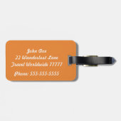 彼のオレンジと白の荷物のタグ ラゲッジタグ (裏面横)