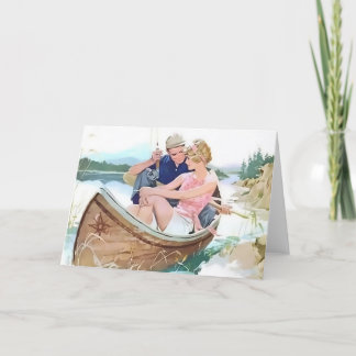 彼のガールフレンドが付いている人の魚釣り カード