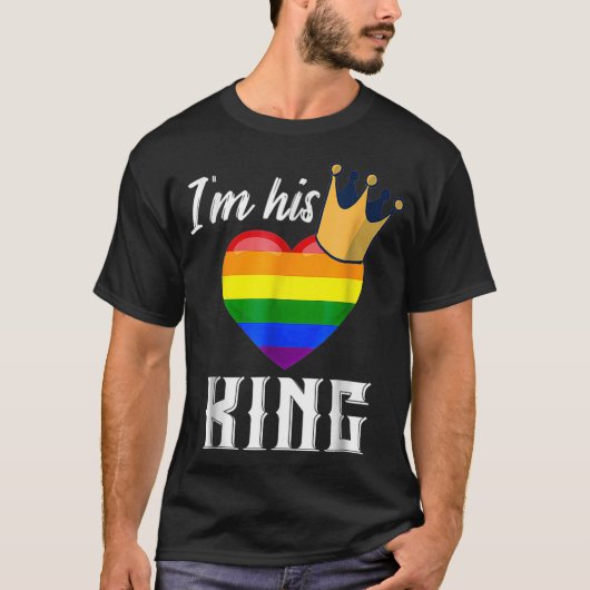 彼のキング  LGBTQ レインボー ハート ゲイ ボーイフレンド Tシャツ (正面)
