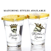 彼のクイーンスカルと金ゴールドクラウン ショットグラス