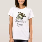彼のクイーンスカルと金ゴールドクラウンTシャツ Tシャツ (正面)