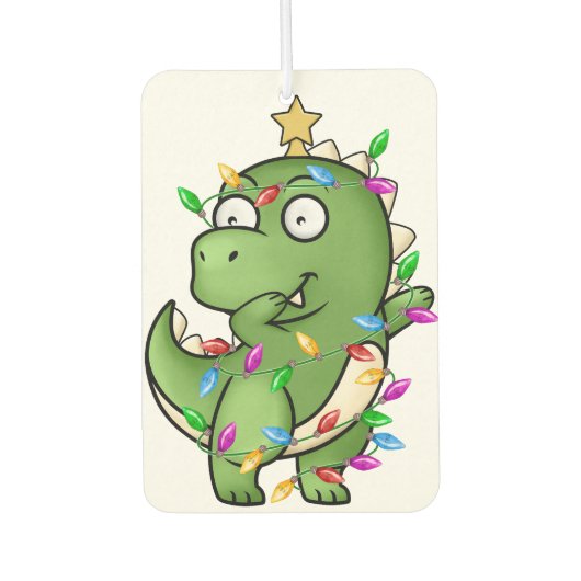 彼のクリスマスの息子に恐竜お気に入りののダブの踊り カーエアーフレッシュナー (正面)