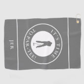 彼のグレーのためのパーTおもしろいゴルファーのユーモアのモノグラム ゴルフタオル (横)