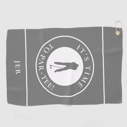 彼のグレーのためのパーTおもしろいゴルファーのユーモアのモノグラム ゴルフタオル (横)